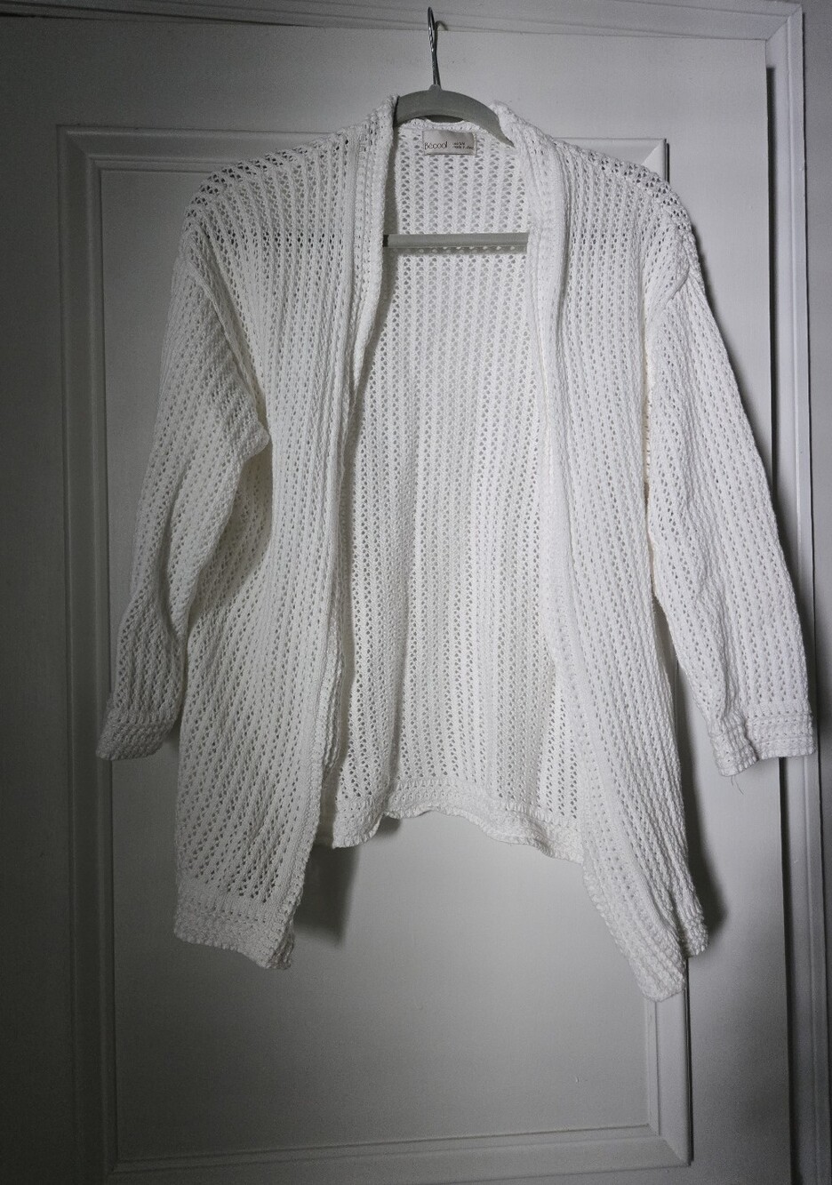Relaxed Open-Knit White Cardigan Sweater
